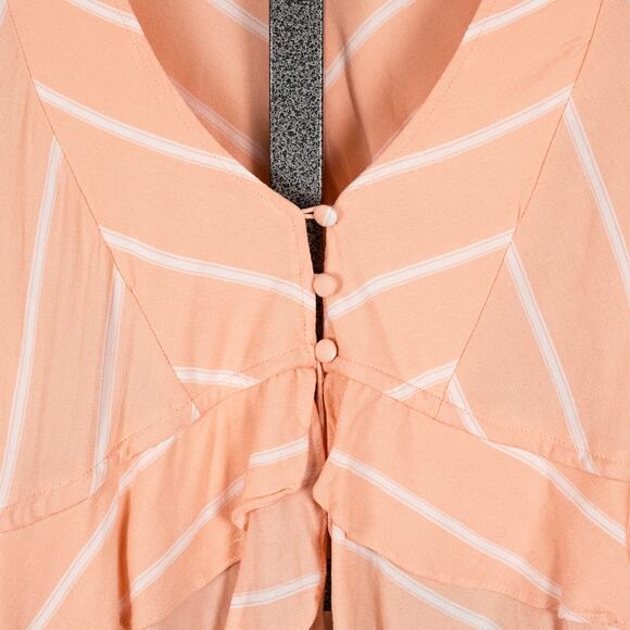 Free People Women's Ruffled Samifran Top Peach SZ SMALL Boho Romantic Feminine - Picture 2 of 5